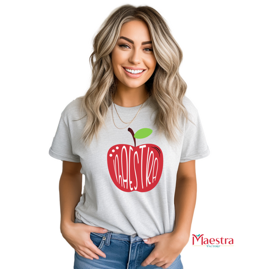 Maestra manzana | camiseta estampada para maestras con diseño para el regreso a clases