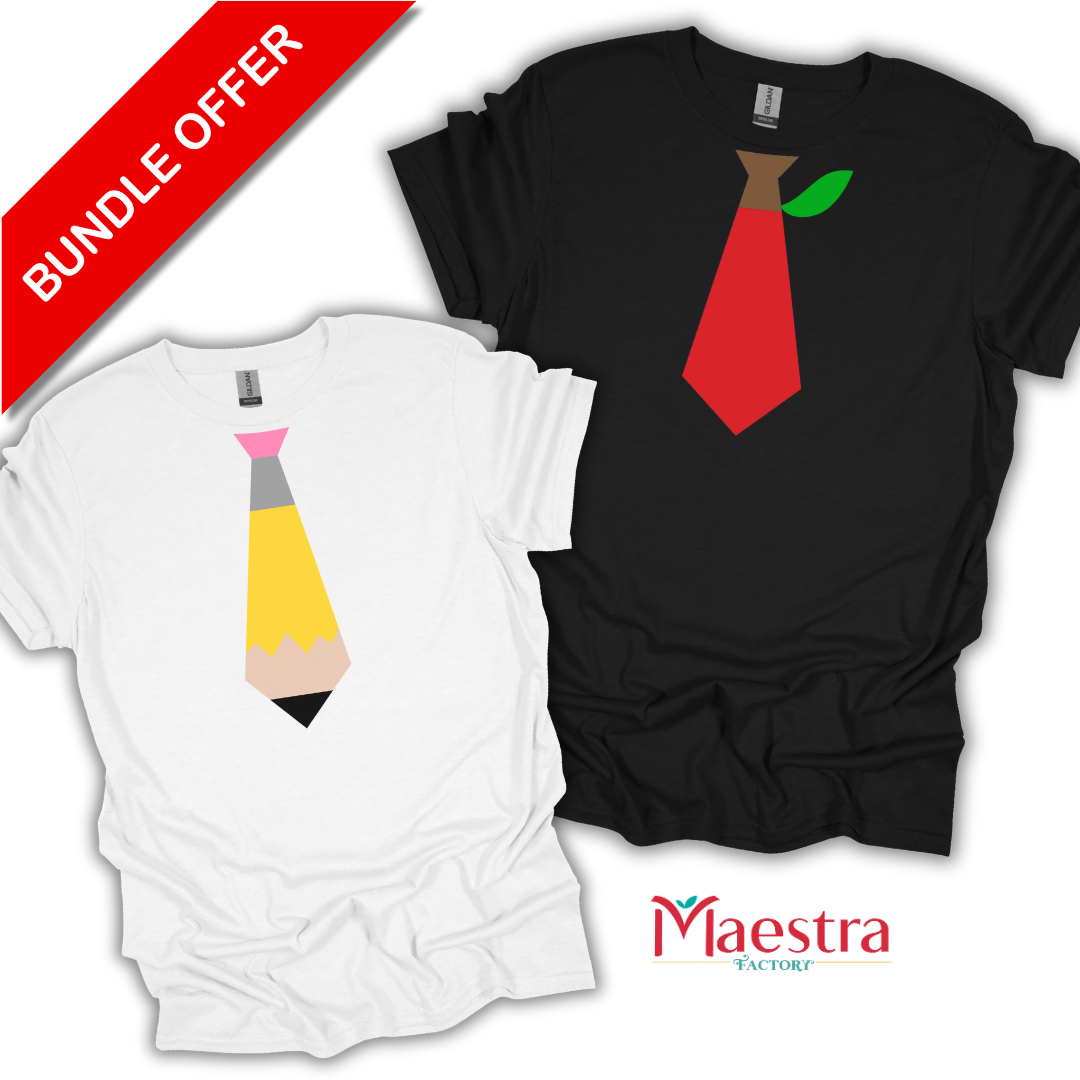 Bundle teacher tie / Paquete de dos camisas con corbatas para maestras