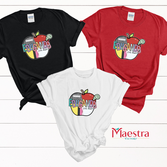 Camisas para educadoras o maestras Educando con amor